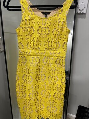 Banana Republic Bright Yellow Lace Midi Dress
